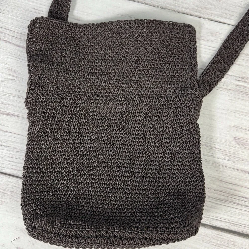 Crochet Woven Boho Purse Shoulder‎ Bag Crossbody Purse Flap Brown Casual Small